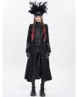 Devil Fashion Black Punk Military Gothic Fitted Long Jacket for Women