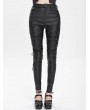 Devil Fashion Black Gothic Punk Lace-Up Slim Fitted Pants for Women
