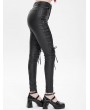 Devil Fashion Black Gothic Punk Lace-Up Slim Fitted Pants for Women