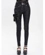 Devil Fashion Black Gothic Punk Side Thigh Pocket Pants for Women