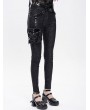 Devil Fashion Black Gothic Punk Side Thigh Pocket Pants for Women