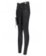 Devil Fashion Black Gothic Punk Side Thigh Pocket Pants for Women