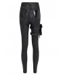 Devil Fashion Black Gothic Punk Side Thigh Pocket Pants for Women