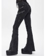 Devil Fashion Black Gothic Punk Decadent Zipper Flared Pants for Women