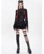 Devil Fashion Black Gothic Faux Fur Spliced Leather Hot Pants for Women