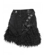 Devil Fashion Black Gothic Faux Fur Spliced Leather Hot Pants for Women