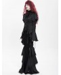 Devil Fashion Black Vintage Gothic Frilly Lace-Up Long Sleeve Shirt for Women