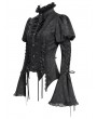 Devil Fashion Black Vintage Gothic Frilly Lace-Up Long Sleeve Shirt for Women