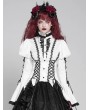 Devil Fashion White Vintage Gothic Frilly Lace-Up Long Sleeve Shirt for Women