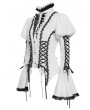Devil Fashion White Vintage Gothic Frilly Lace-Up Long Sleeve Shirt for Women