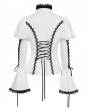 Devil Fashion White Vintage Gothic Frilly Lace-Up Long Sleeve Shirt for Women