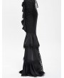 Devil Fashion Black Gothic Velvet Layered Ruffle Trim Fishtail Maxi Skirt