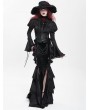 Devil Fashion Black Gothic Velvet Layered Ruffle Trim Fishtail Maxi Skirt
