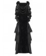 Devil Fashion Black Gothic Velvet Layered Ruffle Trim Fishtail Maxi Skirt