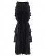 Devil Fashion Black Gothic Velvet Layered Ruffle Trim Fishtail Maxi Skirt
