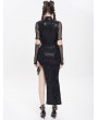 Devil Fashion Black Gothic Punk Cut Out Asymmetric Long Sleeve Fishtail Dress