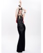 Devil Fashion Black Gothic Punk Cross Chain Halter Velvet Maxi Fishtail Dress