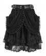 Devil Fashion Black Gothic Ruffle Lace Tiered Short Skirt