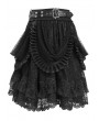 Devil Fashion Black Gothic Ruffle Lace Tiered Short Skirt