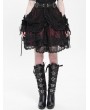 Devil Fashion Black and Red Gothic Ruffle Tiered Short Skirt
