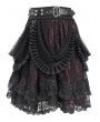 Devil Fashion Black and Red Gothic Ruffle Tiered Short Skirt