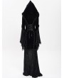 Devil Fashion Black Gothic Vampire Embroidered Velvet Hooded Fishtail Maxi Dress