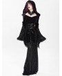 Devil Fashion Black and Red Gothic Vampire Embroidered Velvet Hooded Fishtail Maxi Dress