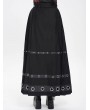 Devil Fashion Black Gothic Punk Eyelet Pentagram Studded Maxi Pleated Skirt