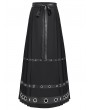 Devil Fashion Black Gothic Punk Eyelet Pentagram Studded Maxi Pleated Skirt