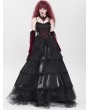 Devil Fashion Black and Red Gothic Embroidery Lace Layered Long Slip Party Dress