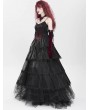 Devil Fashion Black and Red Gothic Embroidery Lace Layered Long Slip Party Dress
