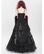 Devil Fashion Black and Red Gothic Embroidery Lace Layered Long Slip Party Dress