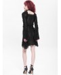 Devil Fashion Black Gothic Floral Lace Long Bell Sleeve Short Dress