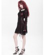 Devil Fashion Red Gothic Floral Lace Long Bell Sleeve Short Dress