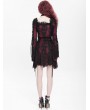 Devil Fashion Red Gothic Floral Lace Long Bell Sleeve Short Dress