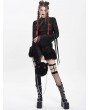 Devil Fashion Black Gothic Punk Cross Strap Irregular Hollow Out T-Shirt for Women
