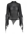 Devil Fashion Black Gothic Punk Cross Strap Irregular Hollow Out T-Shirt for Women