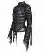 Devil Fashion Black Gothic Punk Cross Strap Irregular Hollow Out T-Shirt for Women