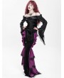 Devil Fashion Black Sexy Gothic Off-the-Shoulder Embroidered Ruched Top for Women