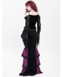 Devil Fashion Black Sexy Gothic Off-the-Shoulder Embroidered Ruched Top for Women