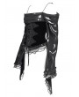 Devil Fashion Black Sexy Gothic Off-the-Shoulder Embroidered Ruched Top for Women