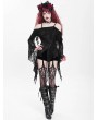 Devil Fashion Black Gothic Off-the-Shoulder Asymmetric Lace Tassel Top for Women