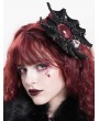 Devil Fashion Black and Red Gothic Embroidery Rose Applique Headwear