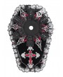 Devil Fashion Black Gothic Cross Lace Frilly Coffin Headwear