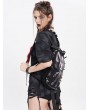 Devil Fashion Black Gothic Punk Chain Embellished Plush Backpack