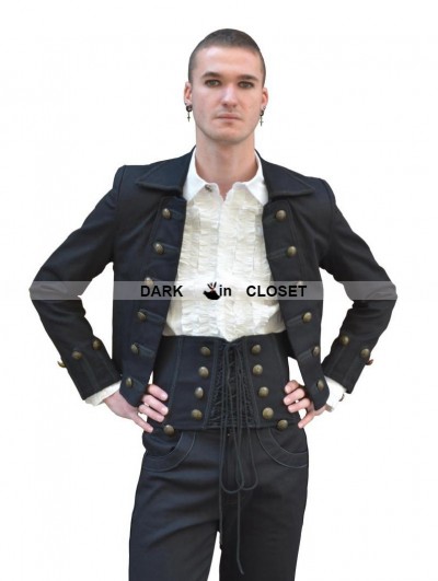 Pentagramme Black Double-Breasted Gothic Short Jacket for Men