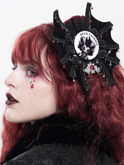 Devil Fashion White Gothic Printed Round Pin Badge