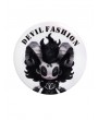 Devil Fashion White Gothic Printed Round Pin Badge