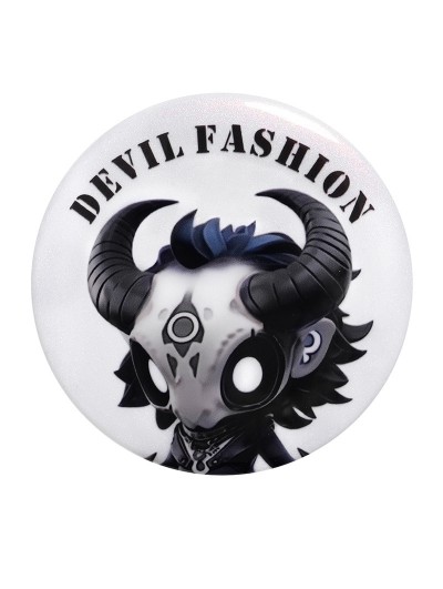 Devil Fashion White Gothic Printed Round Pin Badge