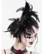 Devil Fashion Black Gothic Cross Beaded Feather Headwear